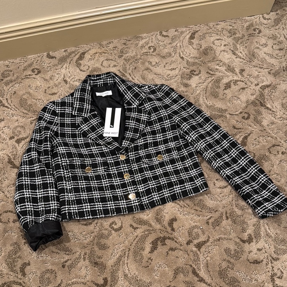 Plaid Black and White Women's Jacket